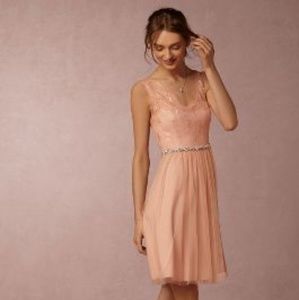 Blush Lace & Tulle Dress with Ribbon Sash